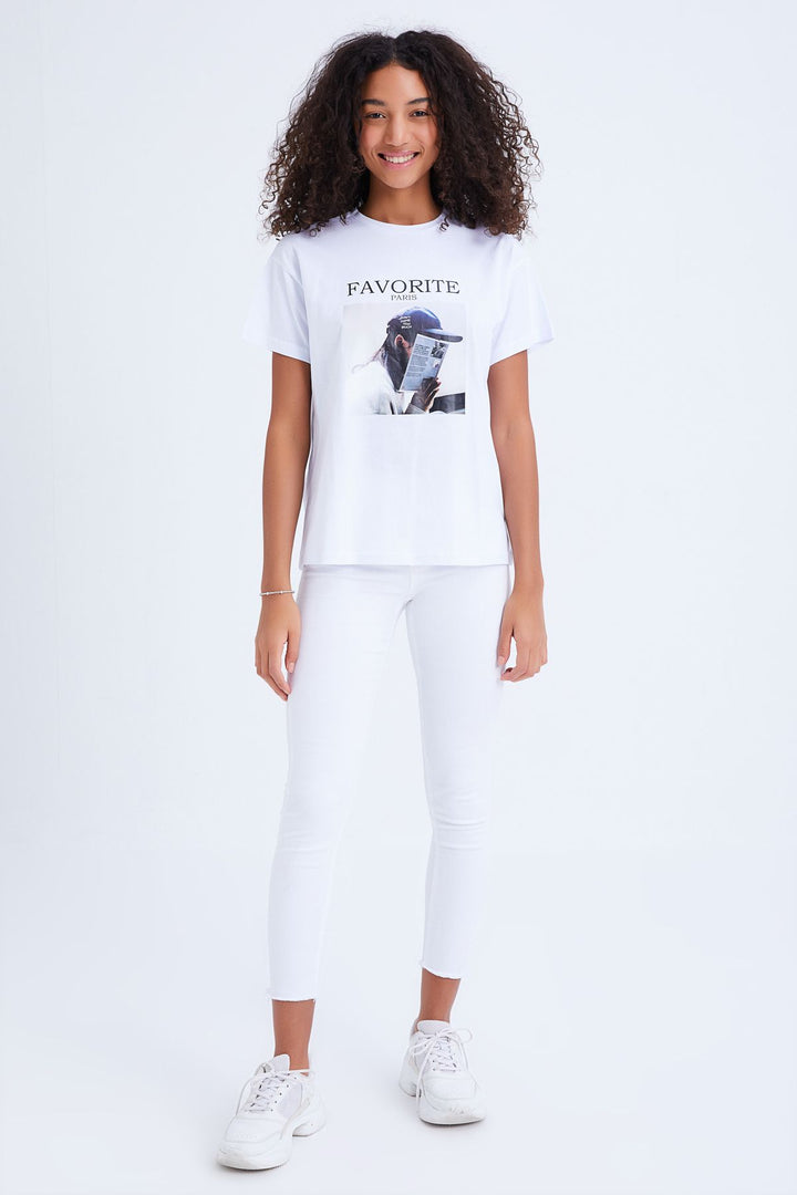 Baskılı Tişört Beyaz