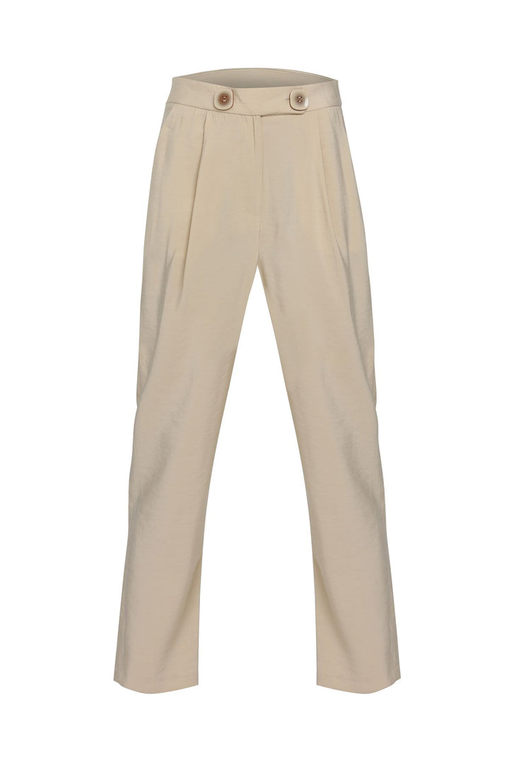 Düğme Detaylı Pantolon Bej
