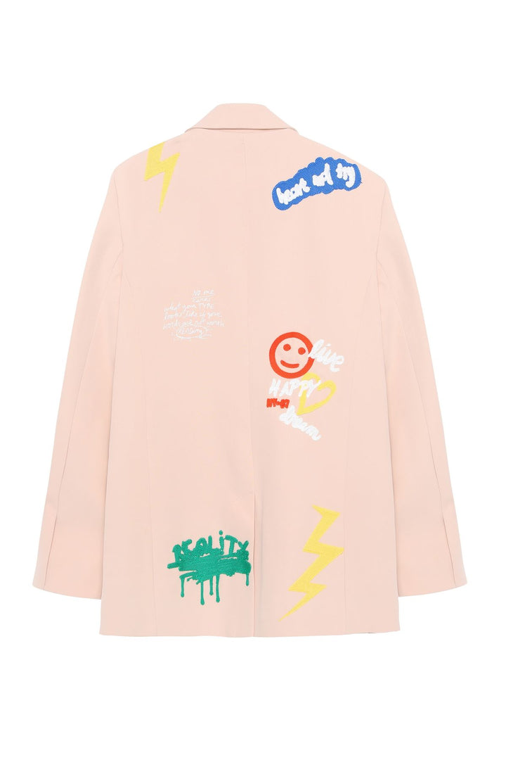 Nakış Detaylı Blazer Ceket Taş