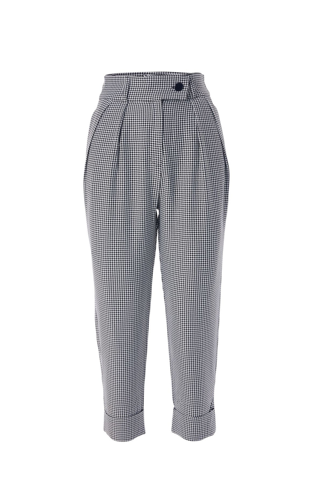 Çizgili Duble Paça Pantolon Siyah