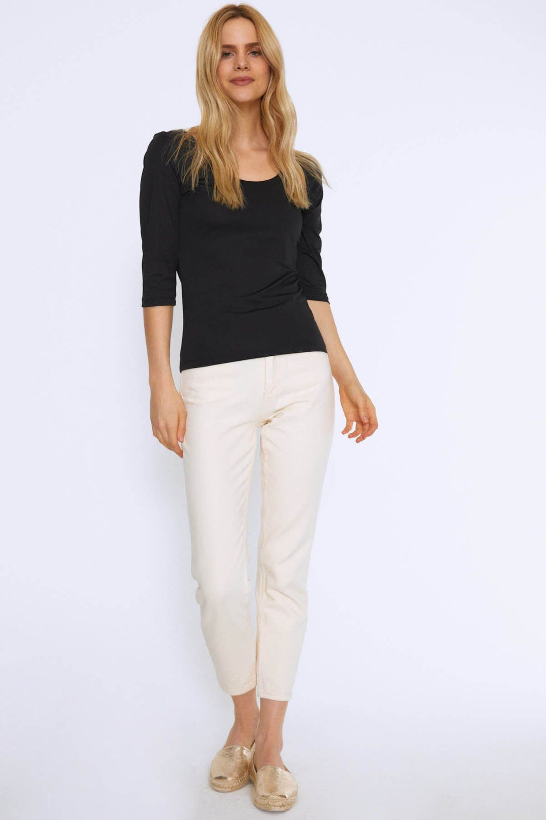 Trojan Sleeve Basic Blouse Black