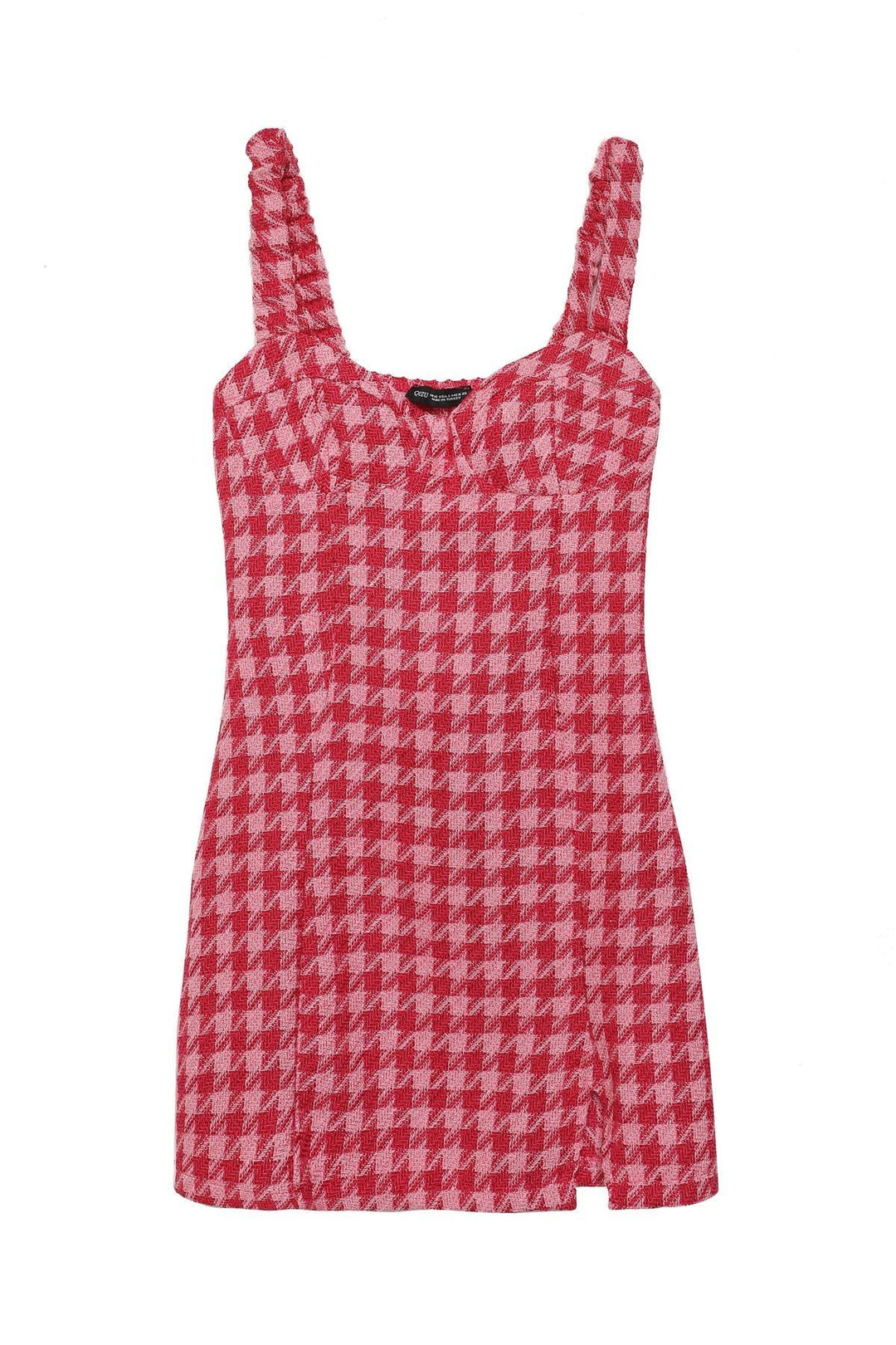 Slit Detailed Tweed Mini Dress Fuchsia