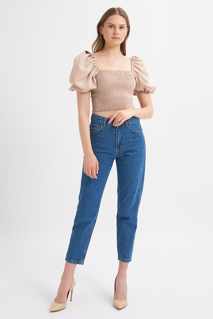 Balon Kol Gipeli Bluz Bej