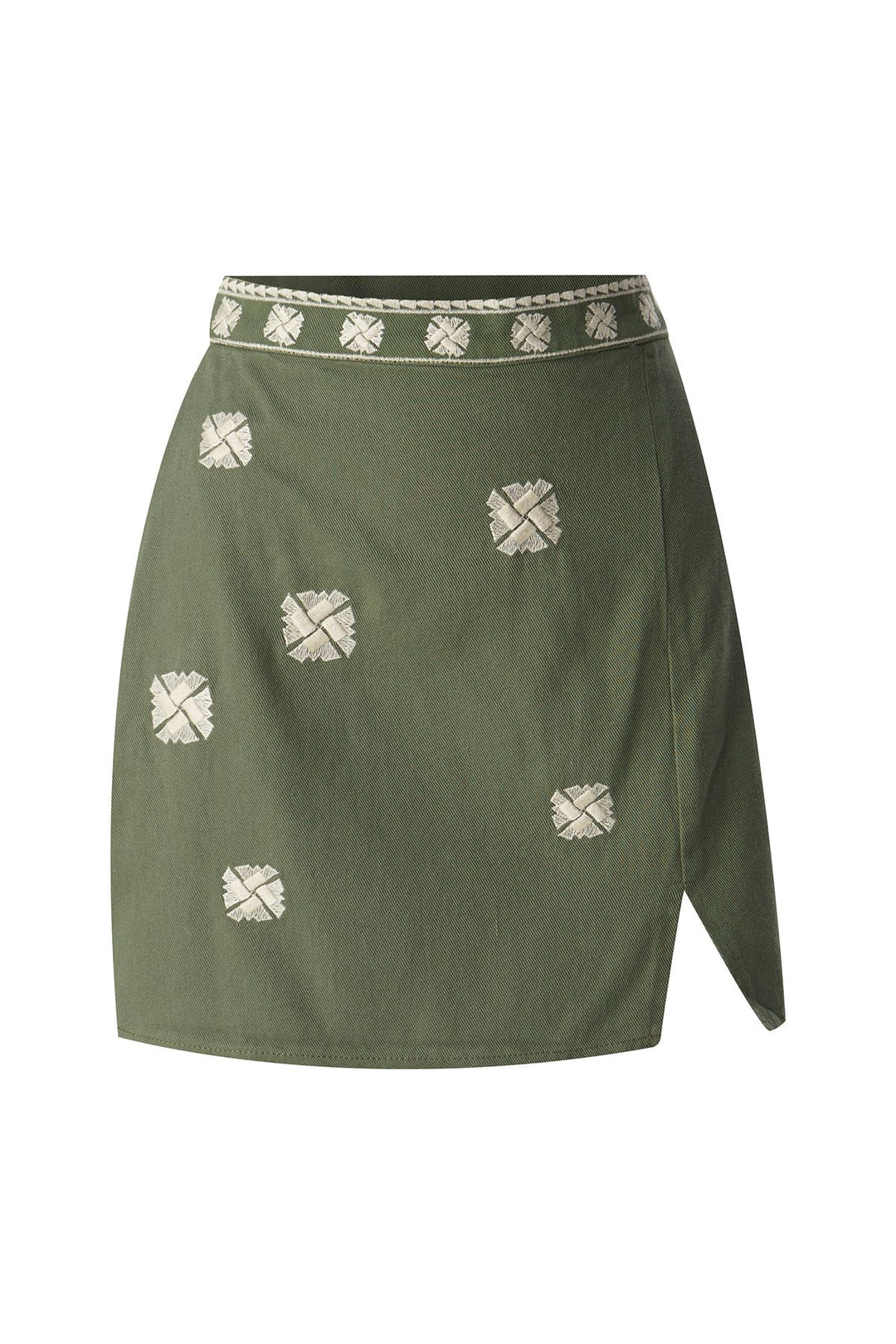 Embroidery Detailed Mini Skirt Khaki