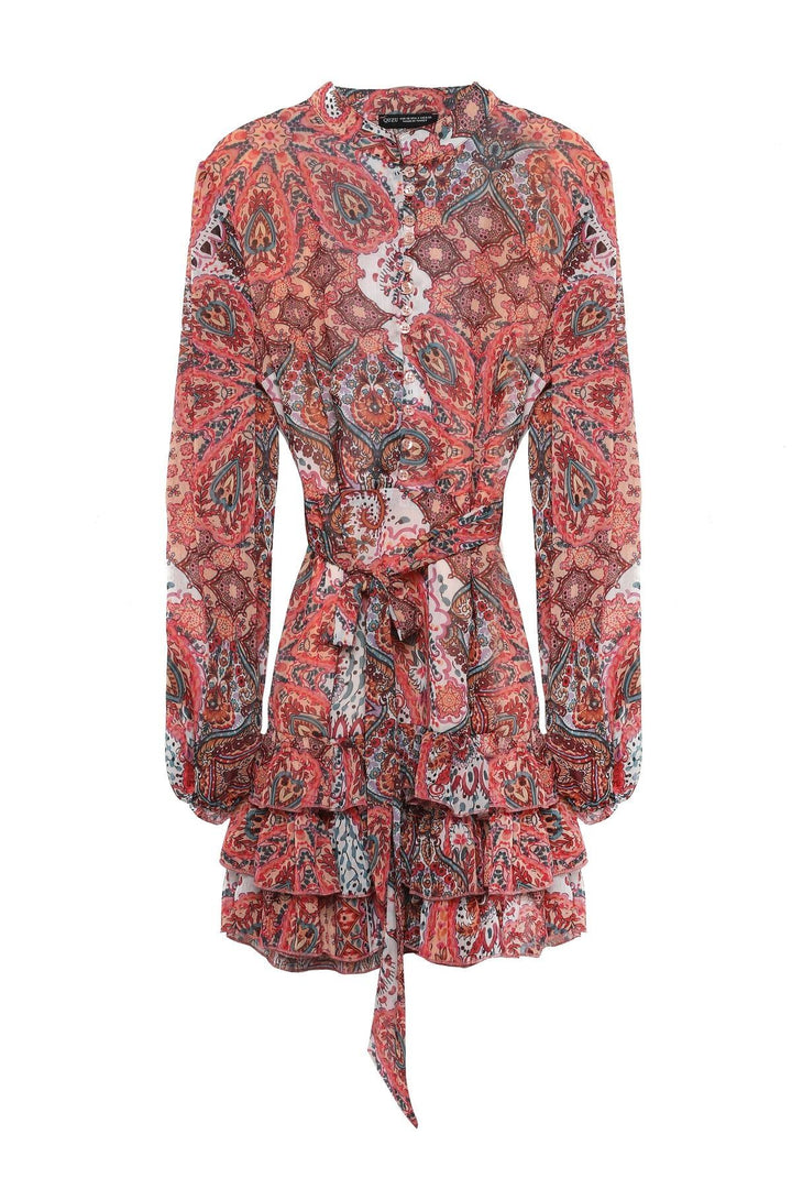 Pleat Detailed Mini Dress Fuchsia