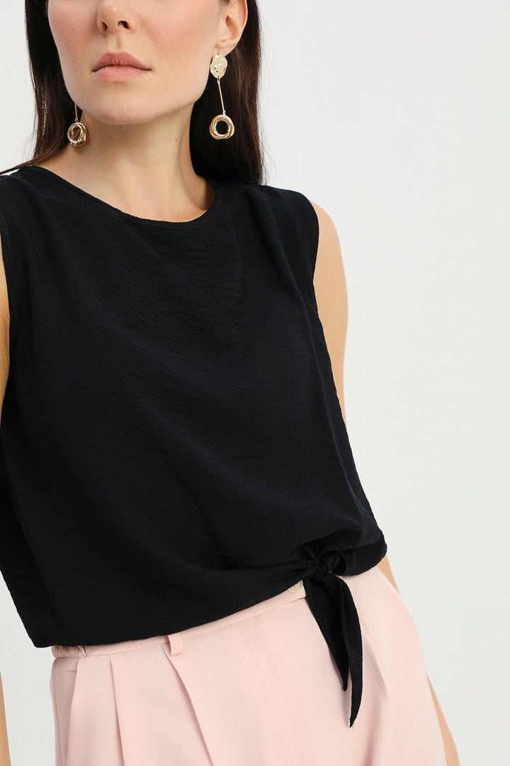 Tie Detailed Tank Top Black