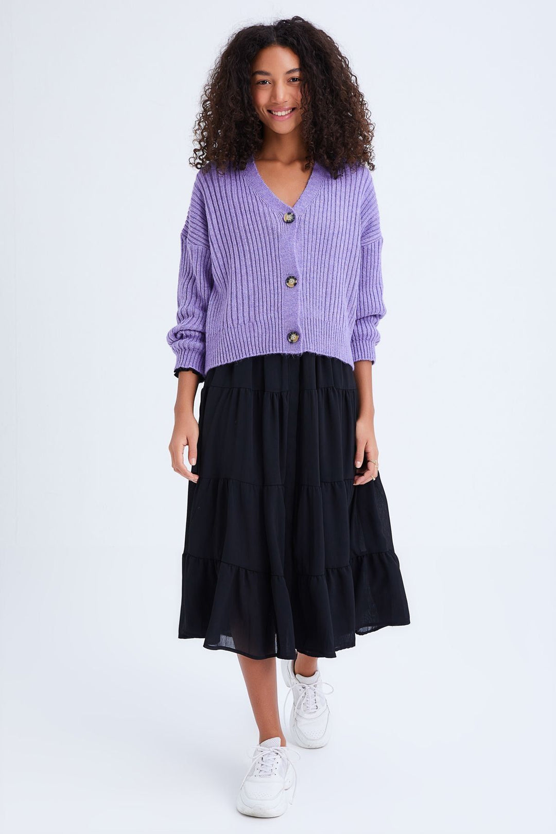 Buttoned Cardigan Lilac