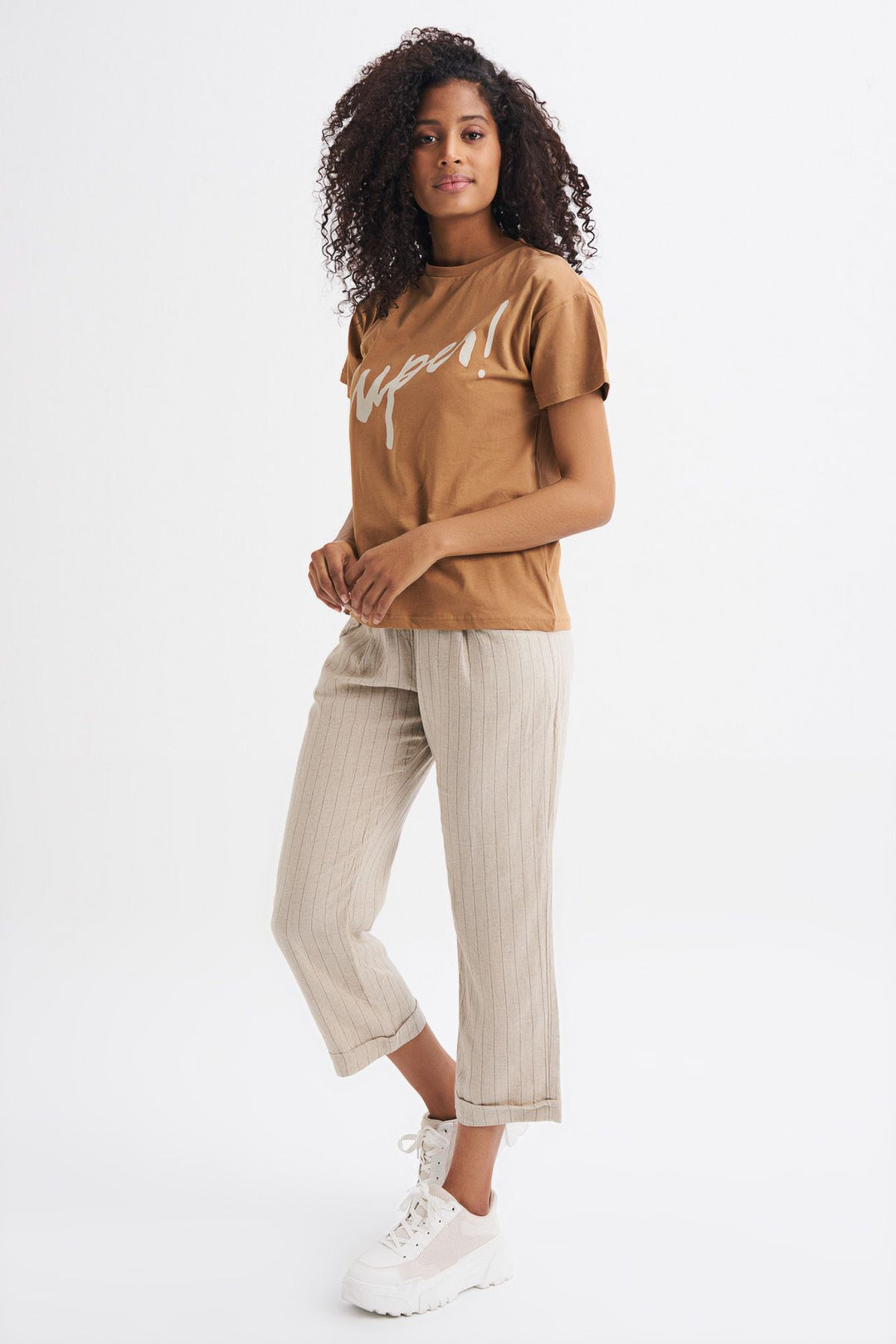 Baskılı Tişört Açık Bej