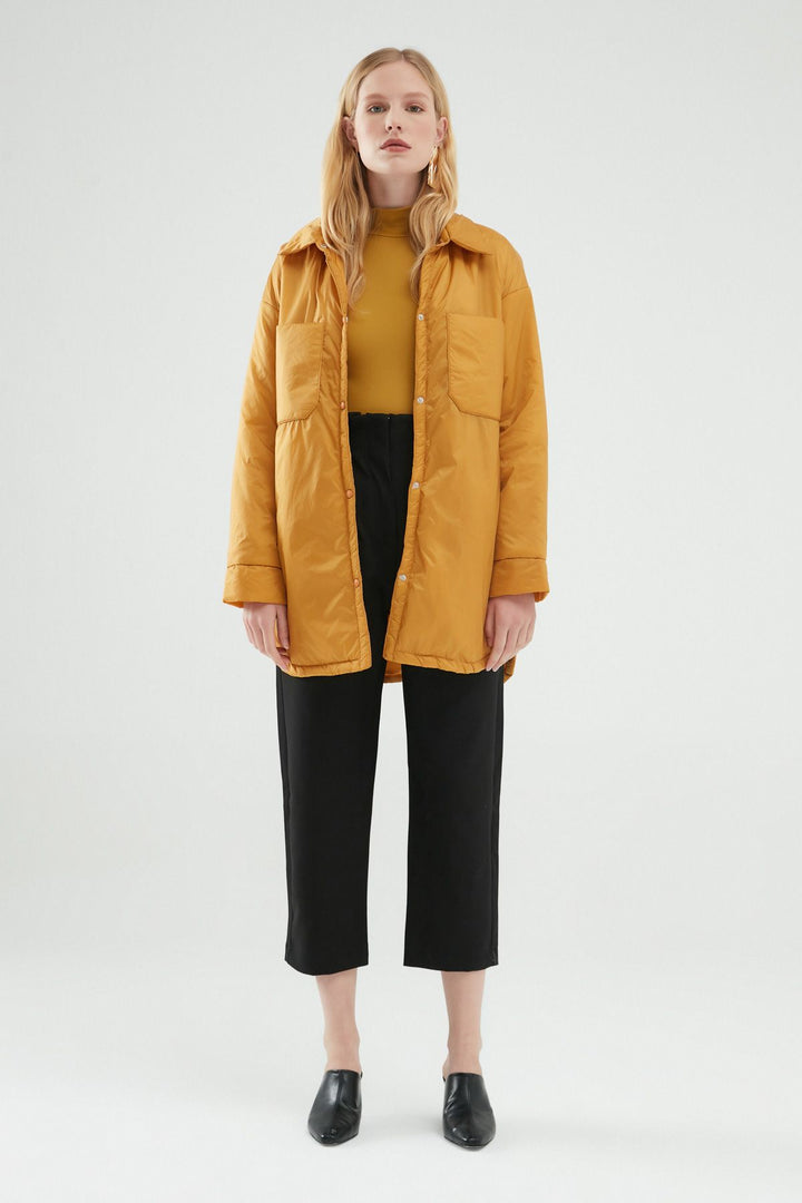 Oversize Uzun Ceket Hardal