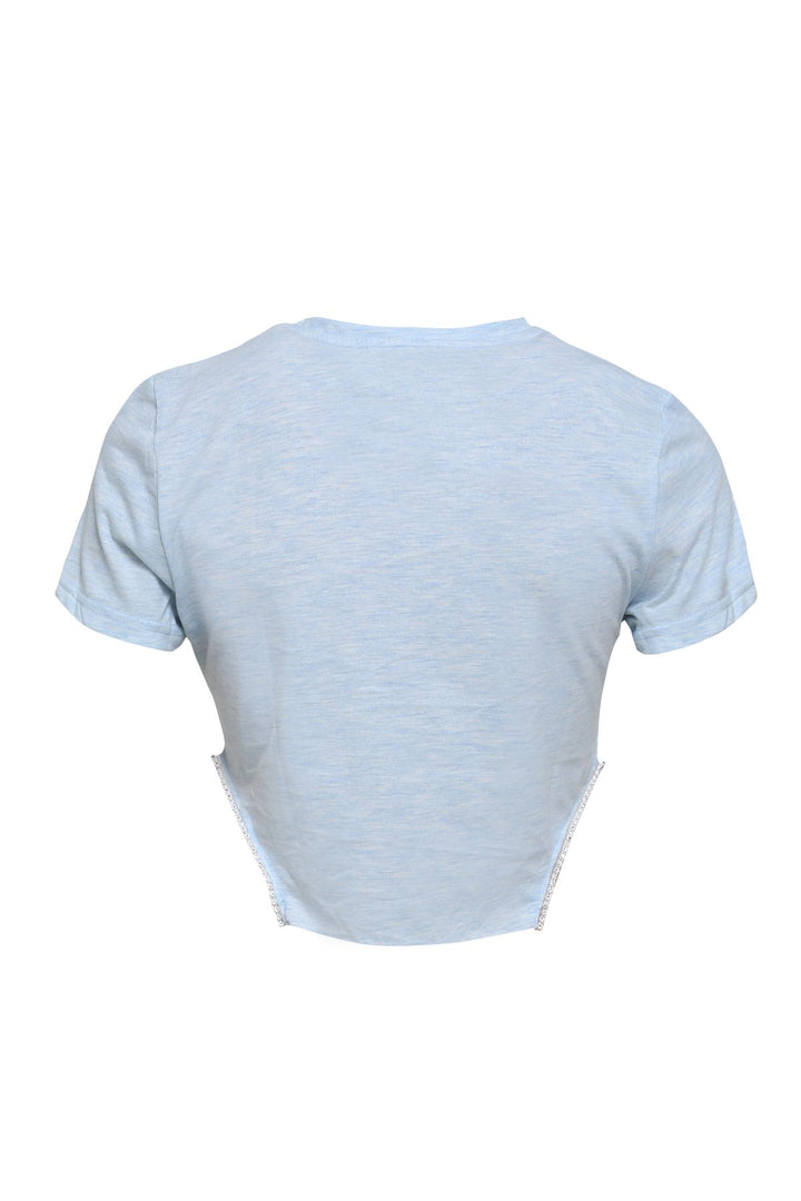 Aksesuarlı Tişört Mavi