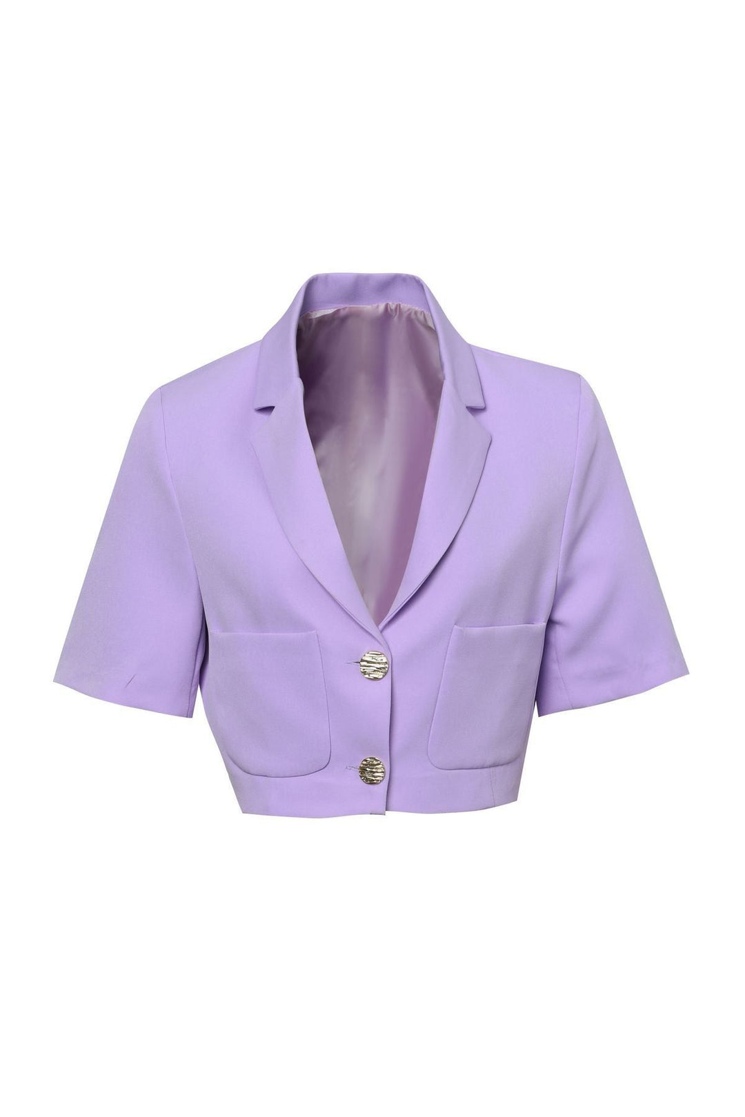 Pocket Detailed Crop Blazer Jacket Lilac