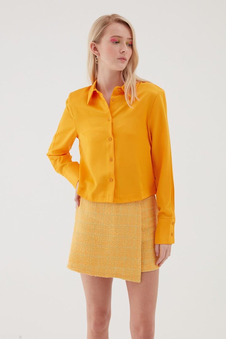 Satin Shirt With Wadding Sleeves Orange