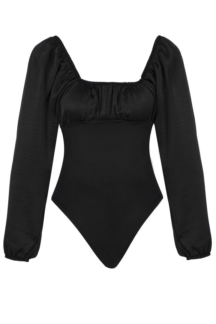 Square Neck Bodysuit Black