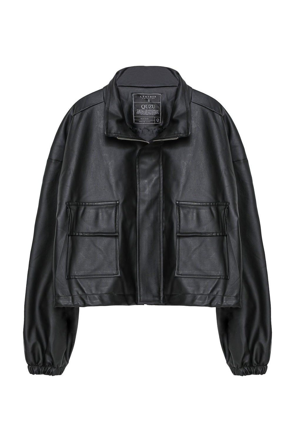 Pocket Detailed Leather Jacket Black