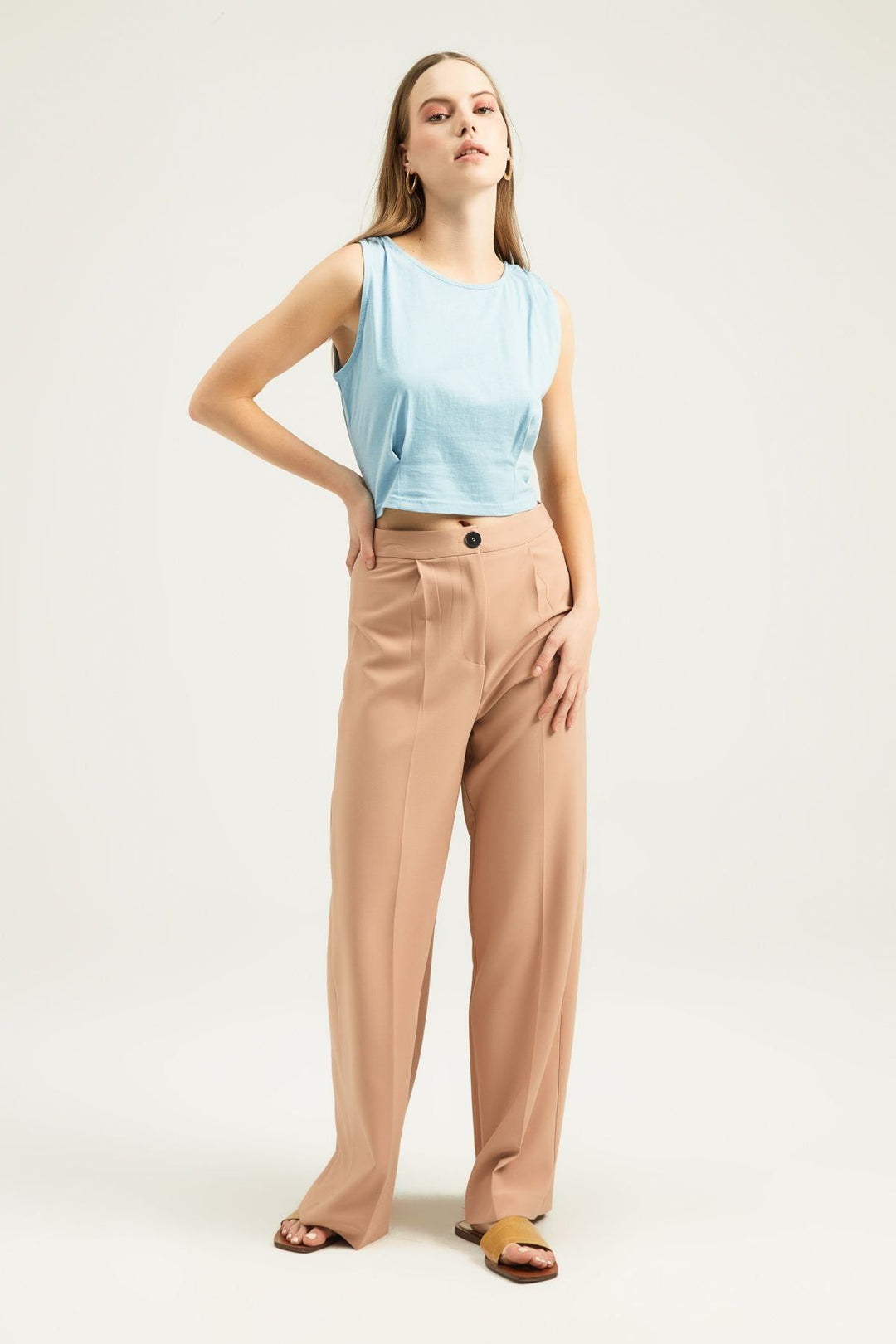 Omuzları Büzgülü Tişört Bebe Mavi