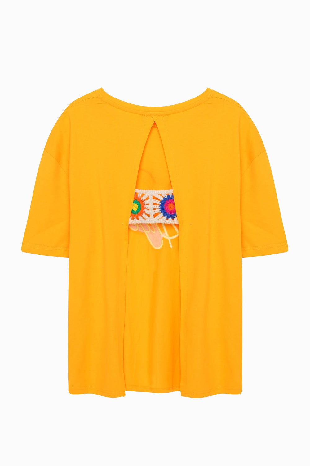 Back Window Detail Patterned T-Shirt Orange