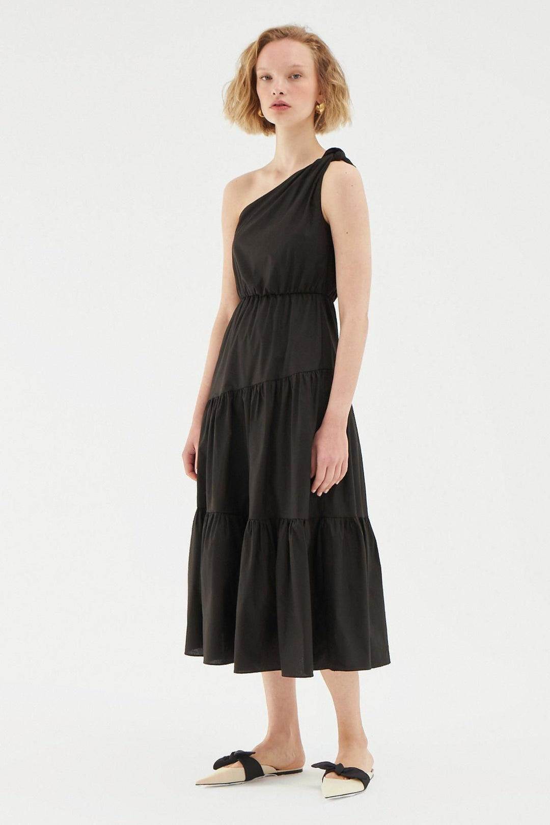 One Shoulder Long Dress Black
