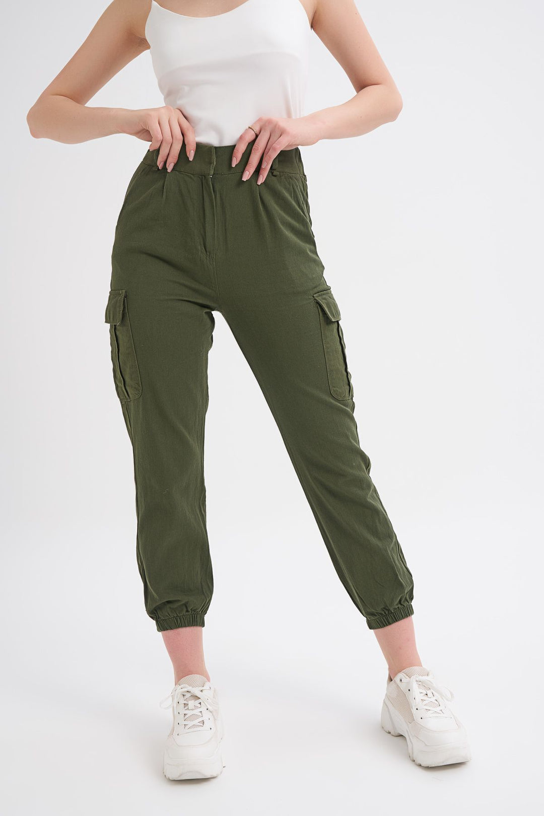 Kargo Cepli Zincir Detaylı Pantolon Haki