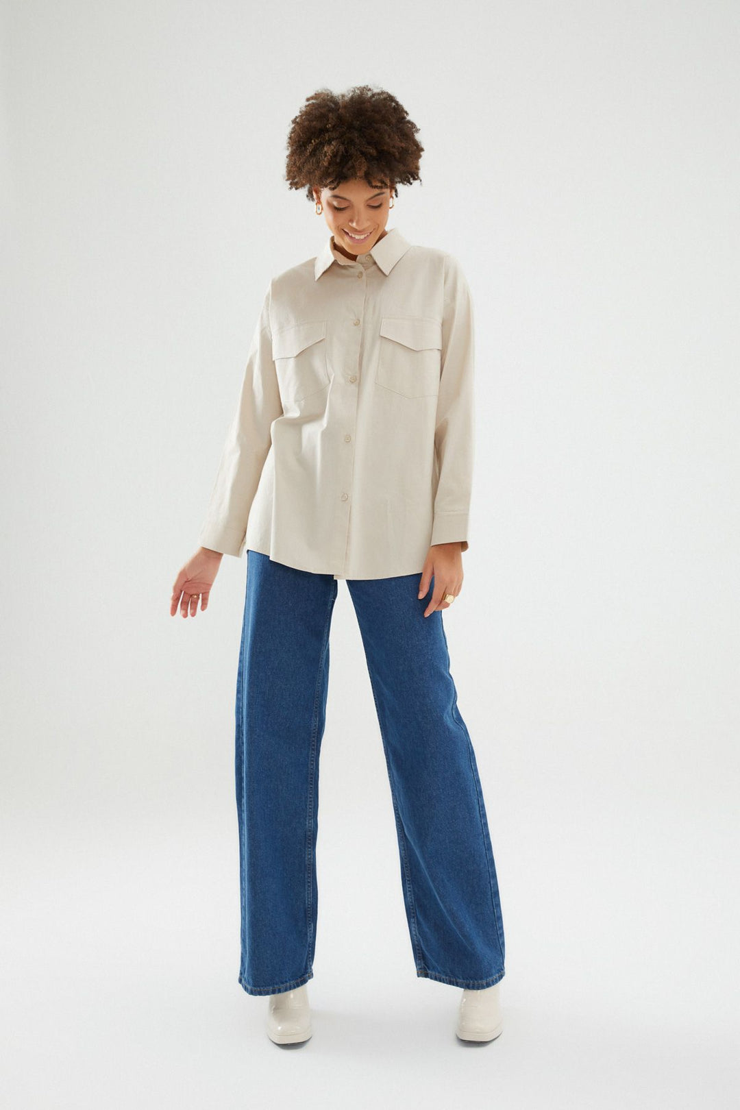 Low Back Oversize Shirt Stone