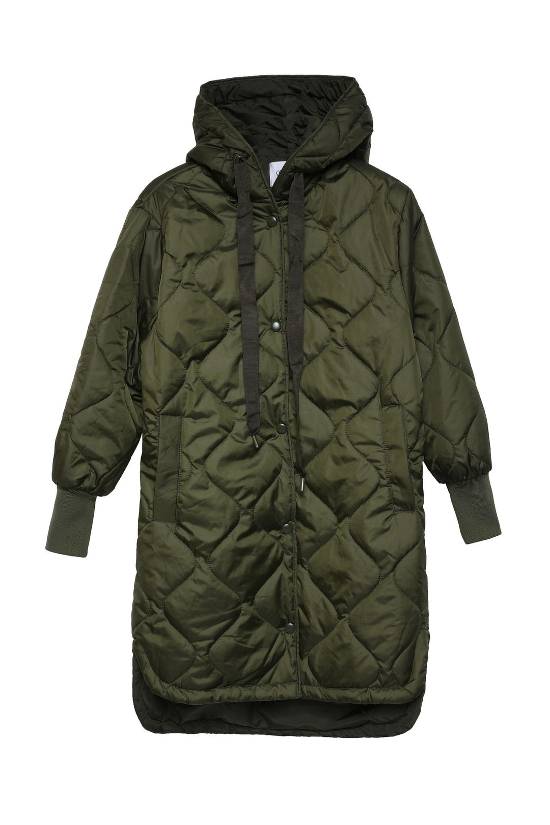 Hooded Quilted Long Coat Khaki