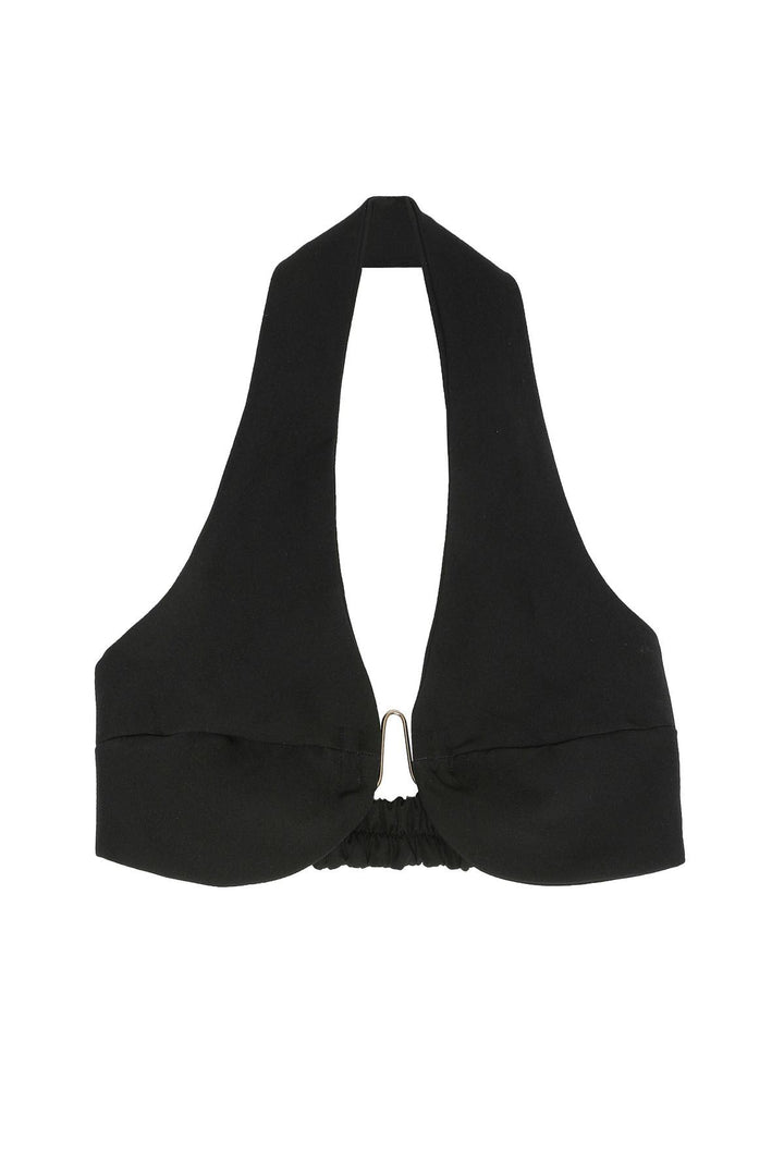 Toka Detaylı Büstiyer Bluz Siyah