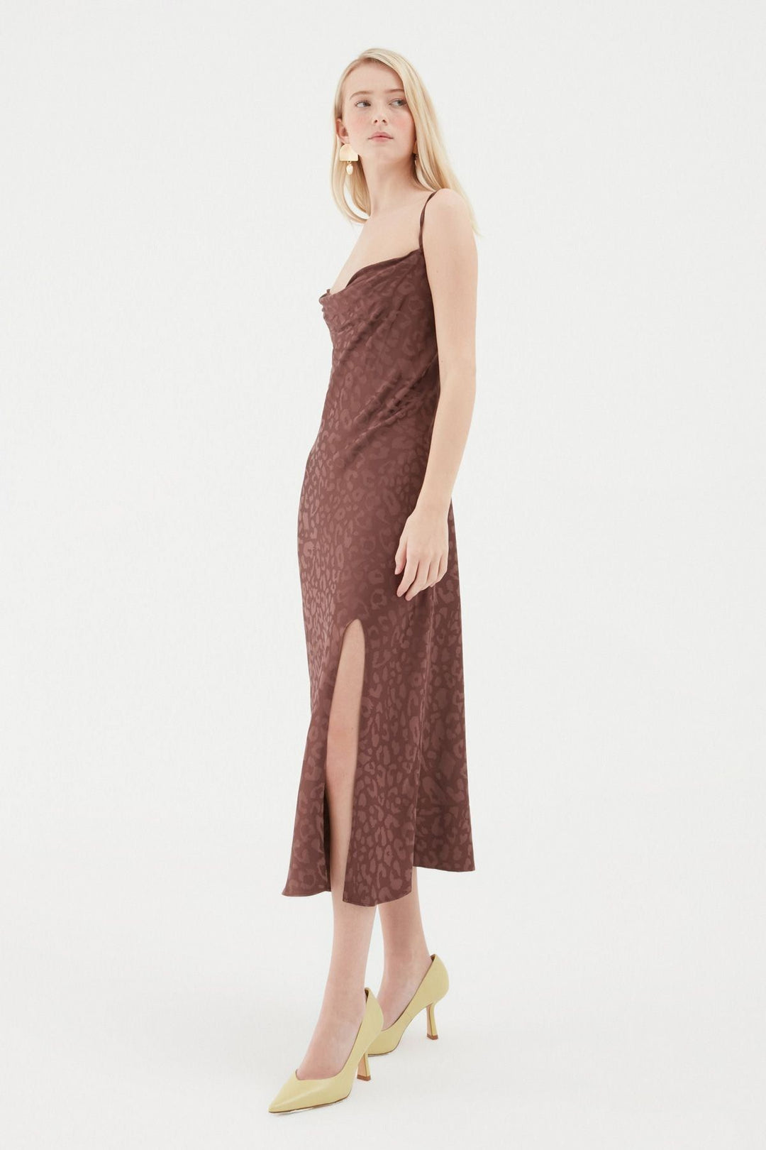 Strap Midi Length Dress Brown