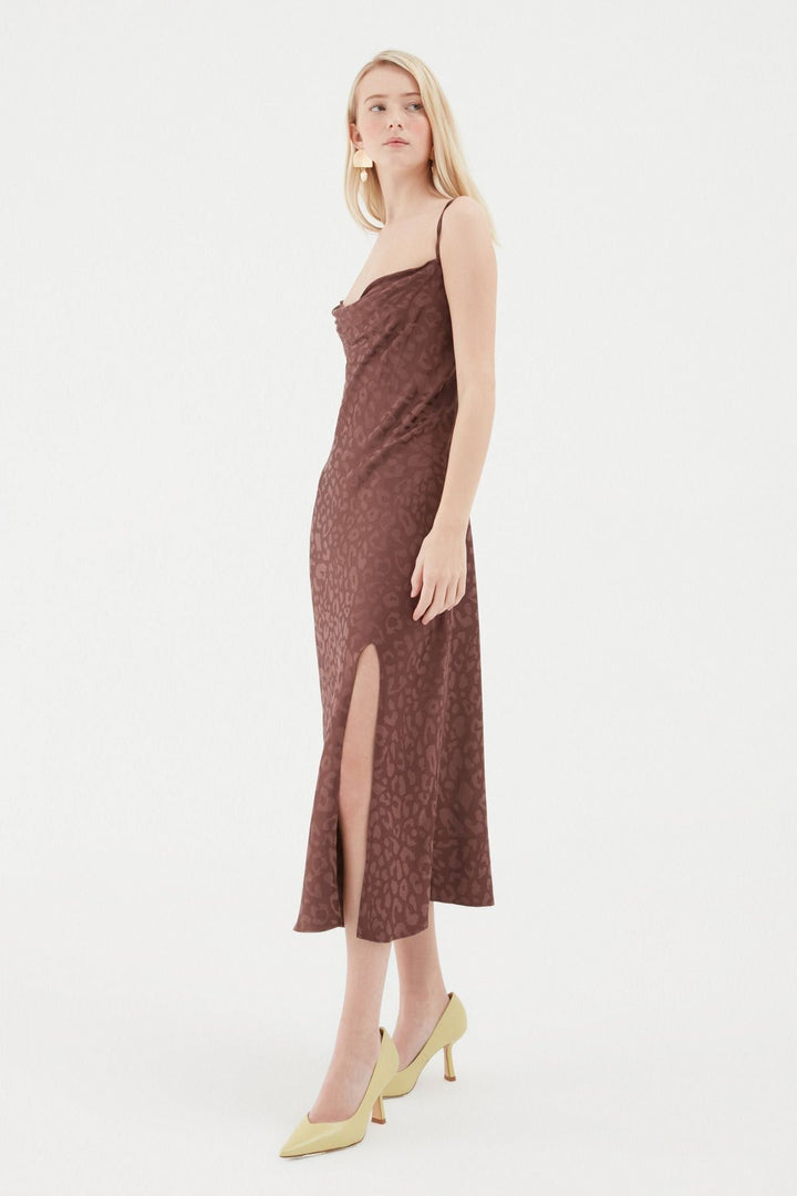 Strap Midi Length Dress Brown