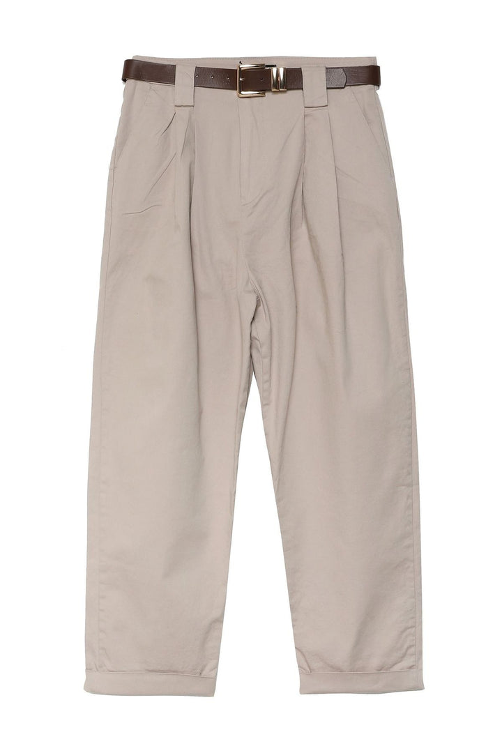 Belt Detailed Trousers Stone