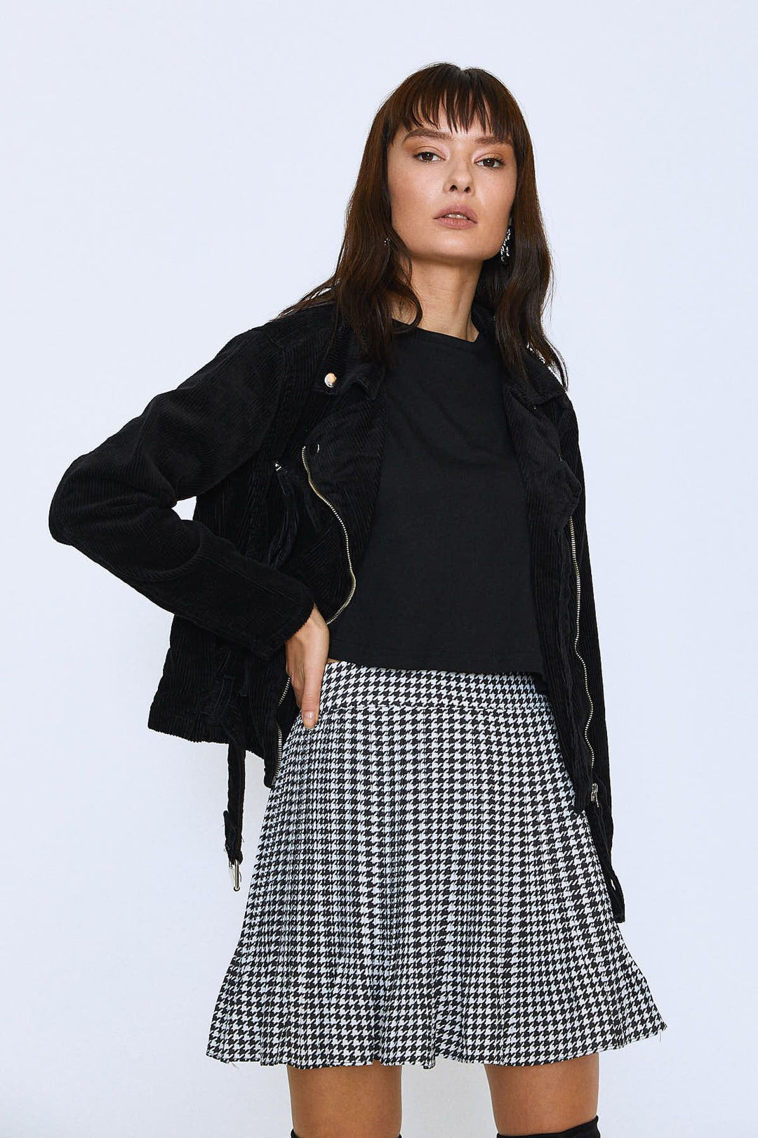 Belted Velvet Double Breasted Jacket Black