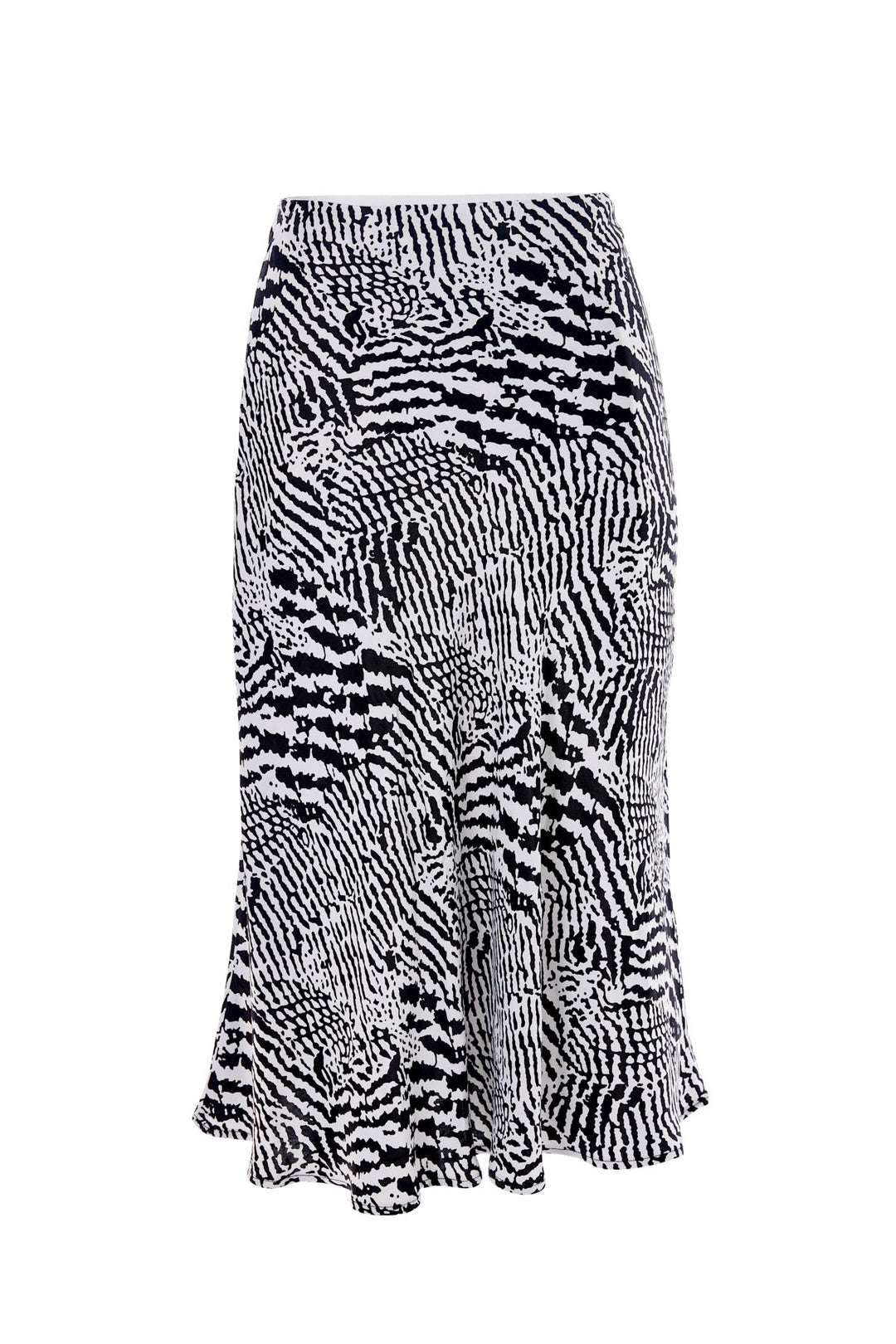 Zebra Satin Midi Skirt Black