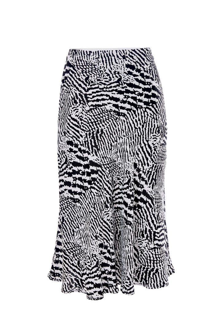 Zebra Satin Midi Skirt Black