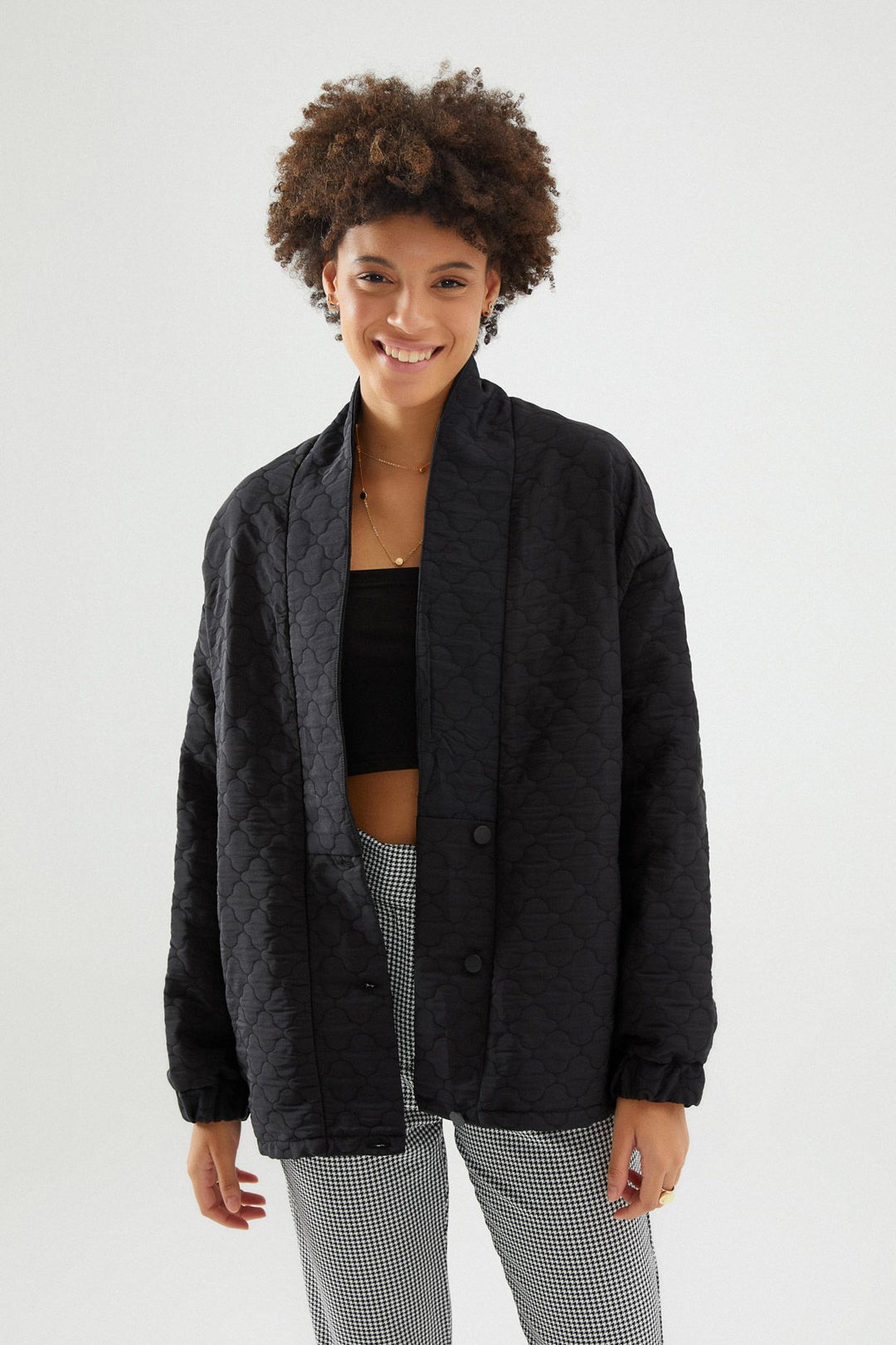 Kapitone Ceket Siyah