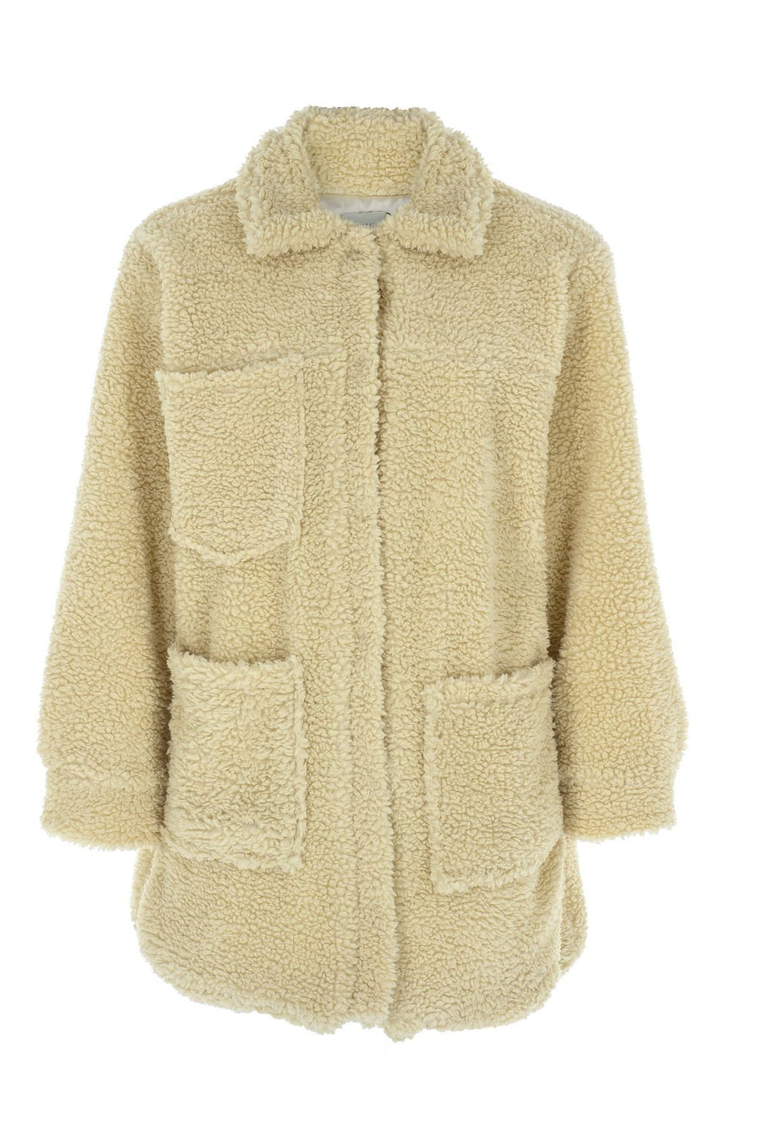 Cep Detaylı Peluş Ceket Bej