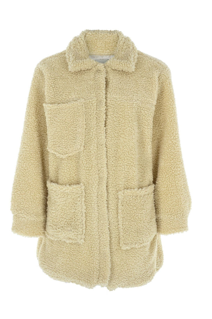 Cep Detaylı Peluş Ceket Bej