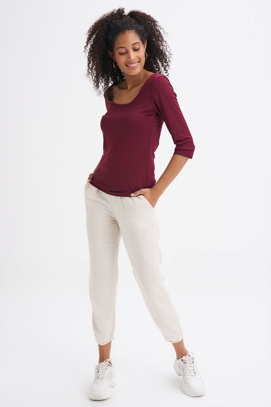 Truvakar Sleeve Basic Blouse Plum