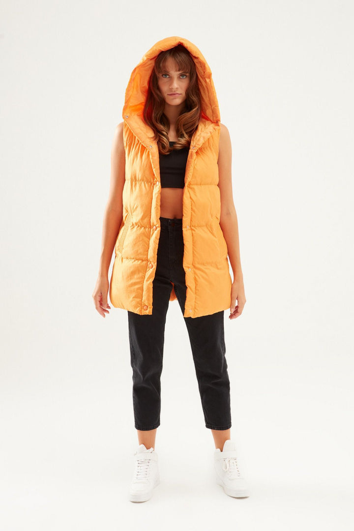 Hooded Belt Inflatable Vest Orange