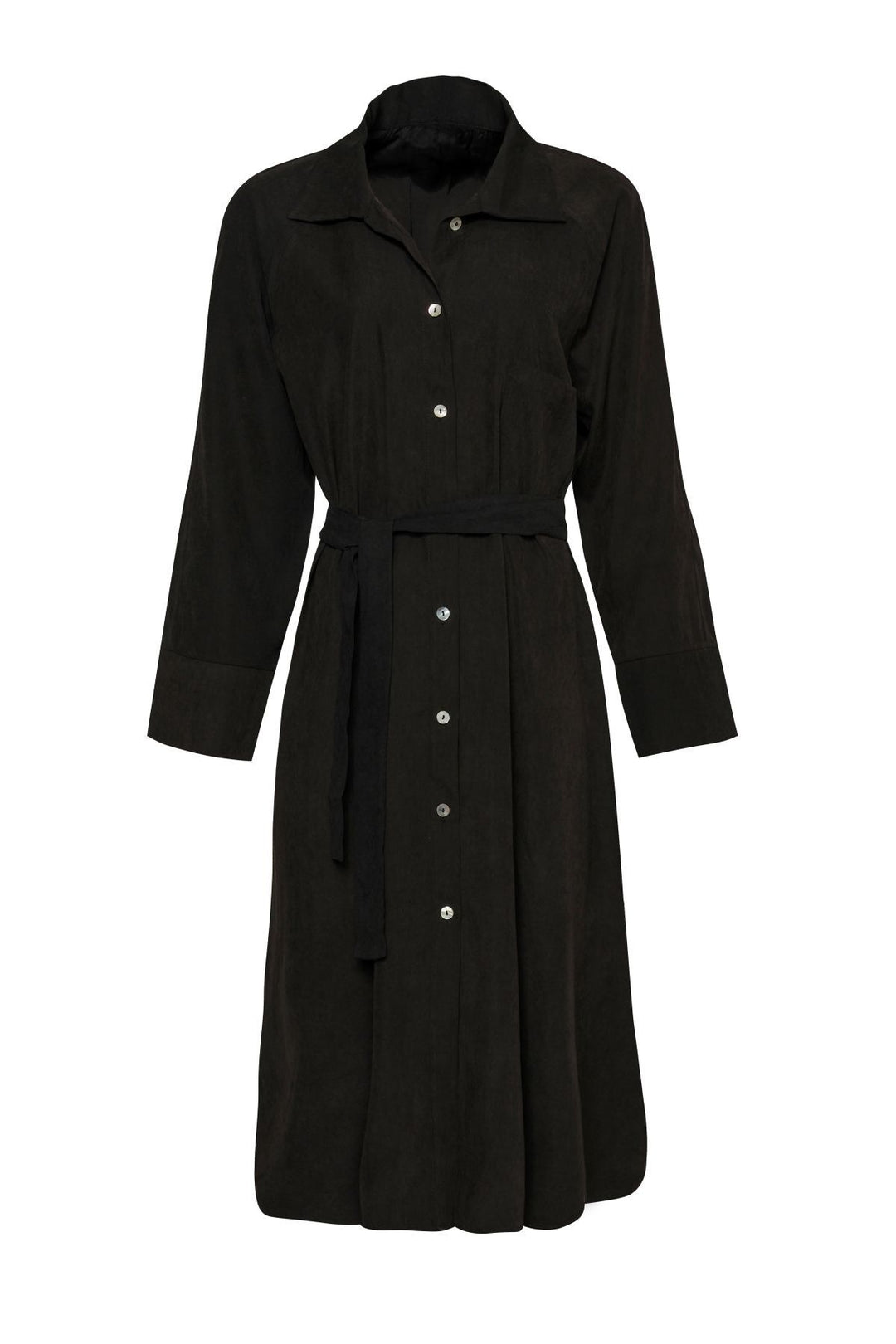 Belted Shirt Dress Black