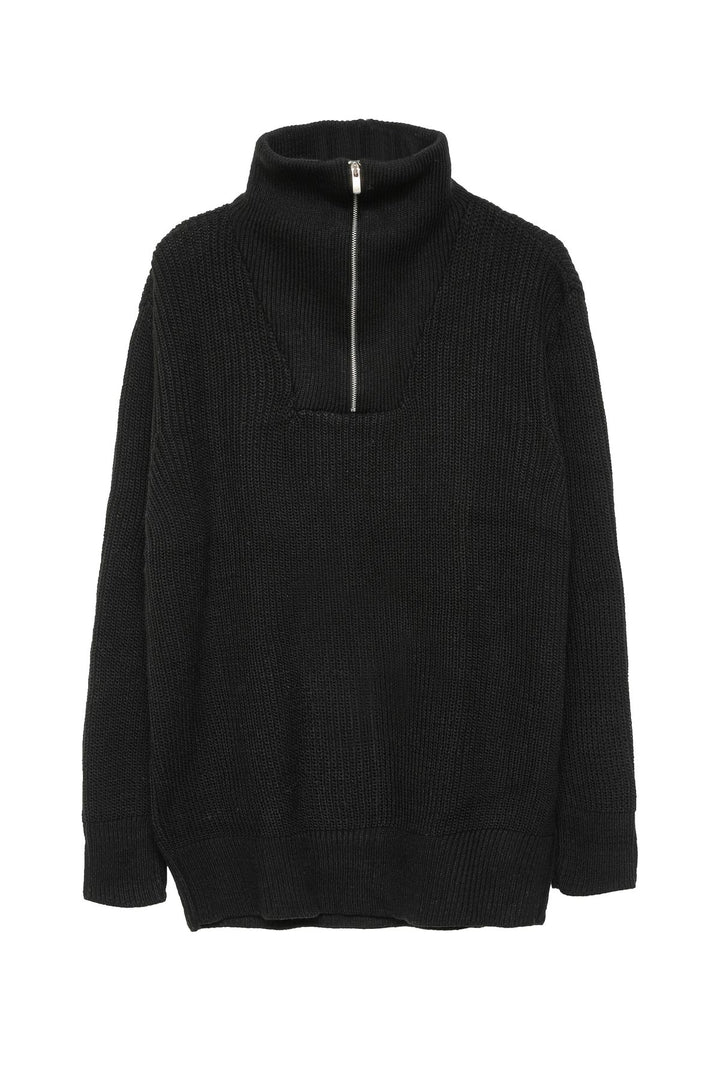 Zipper Detailed Knitwear Sweater Black