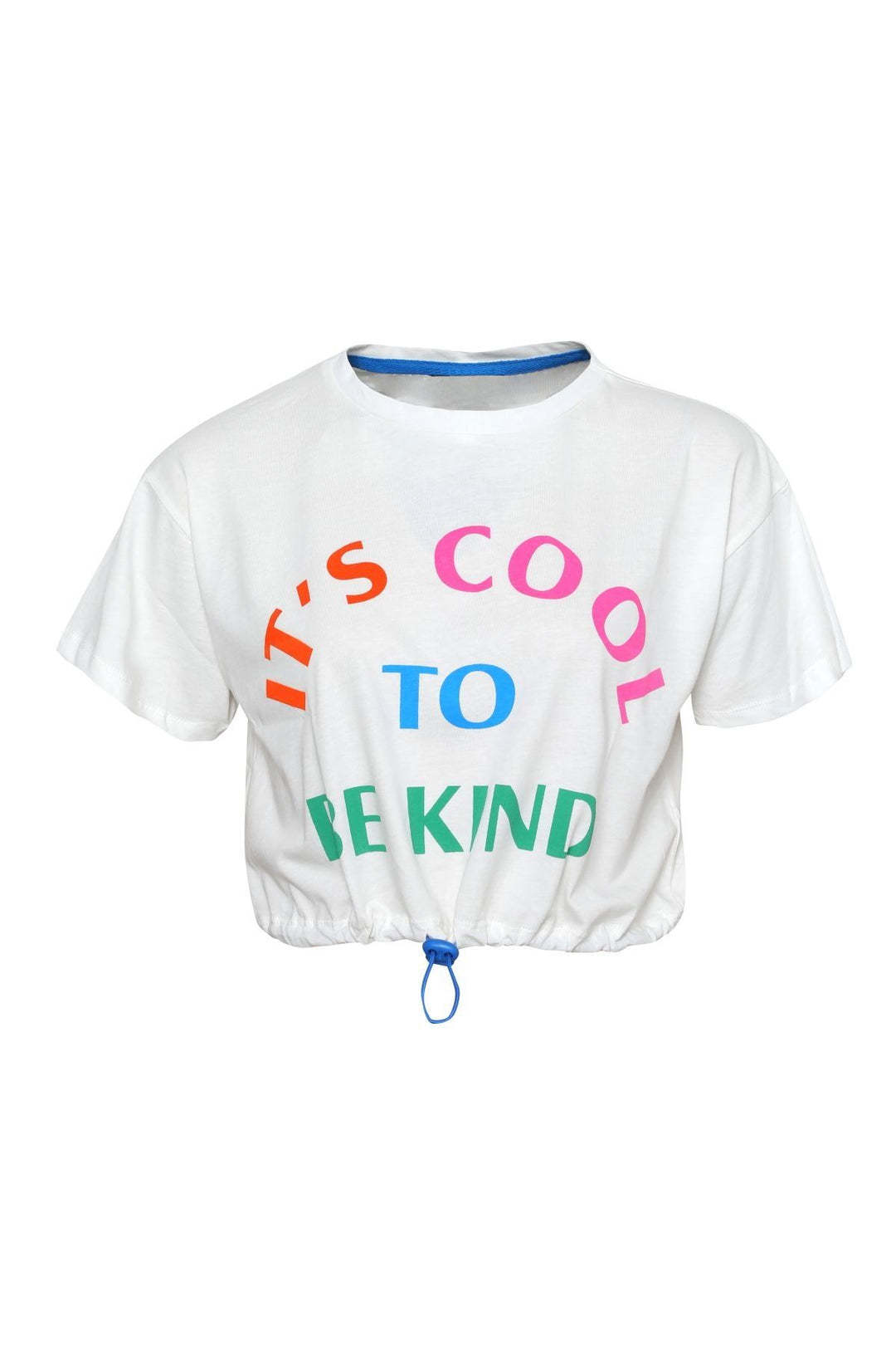 Printed Pleated Crop T-Shirt White