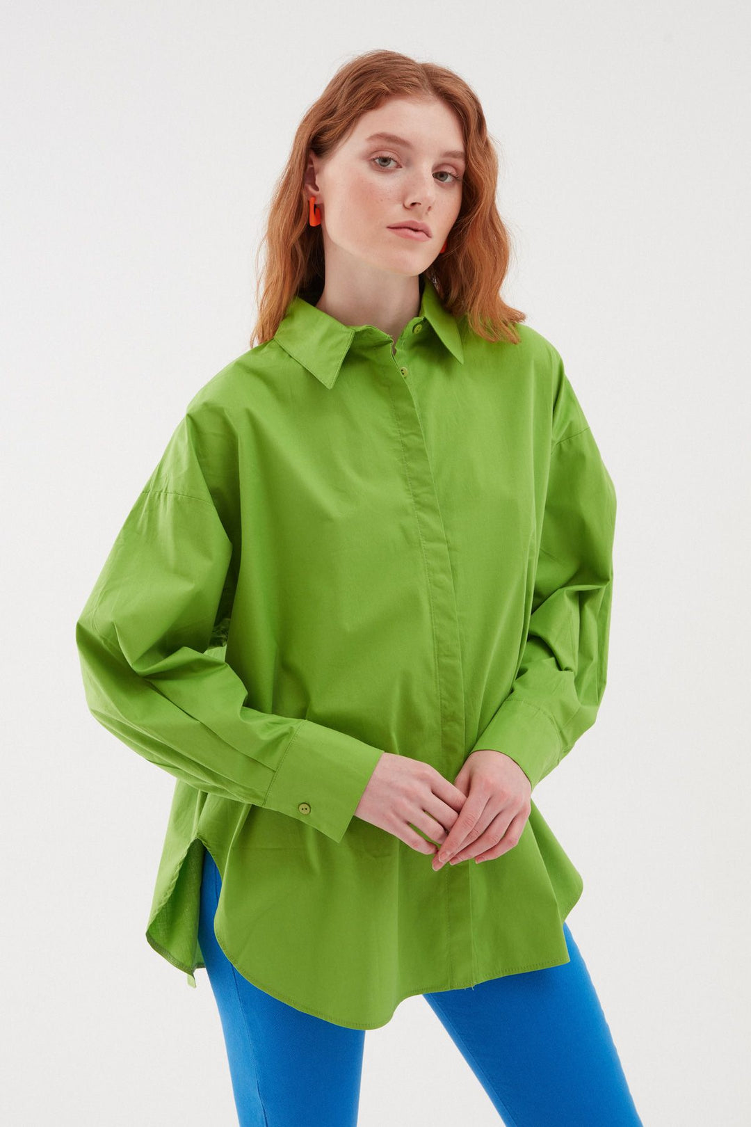 Oversize Basic Shirt Dark Green