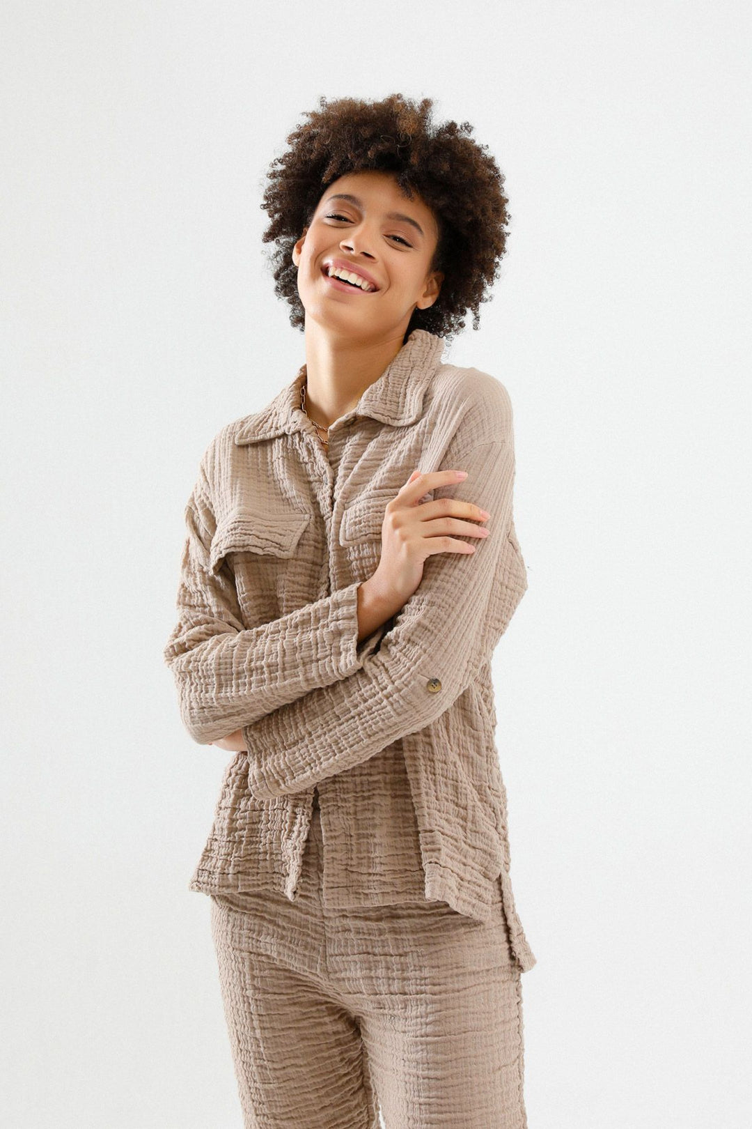 Uzun Kollu Gömlek Camel