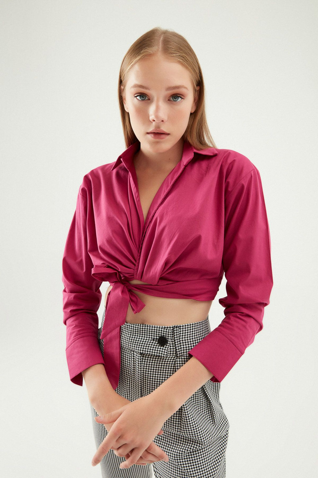Tie Front Crop Shirt Orchid