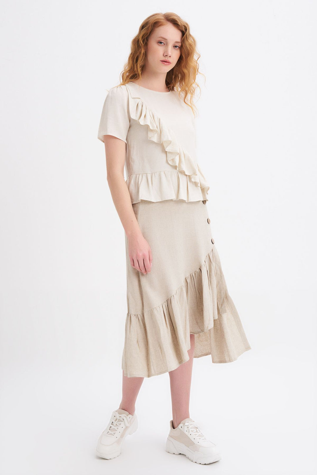 Frilly Linen T-Shirt Natural
