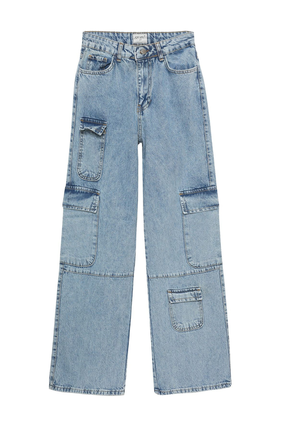 Pocket Detailed Cargo Jeans Ice Blue