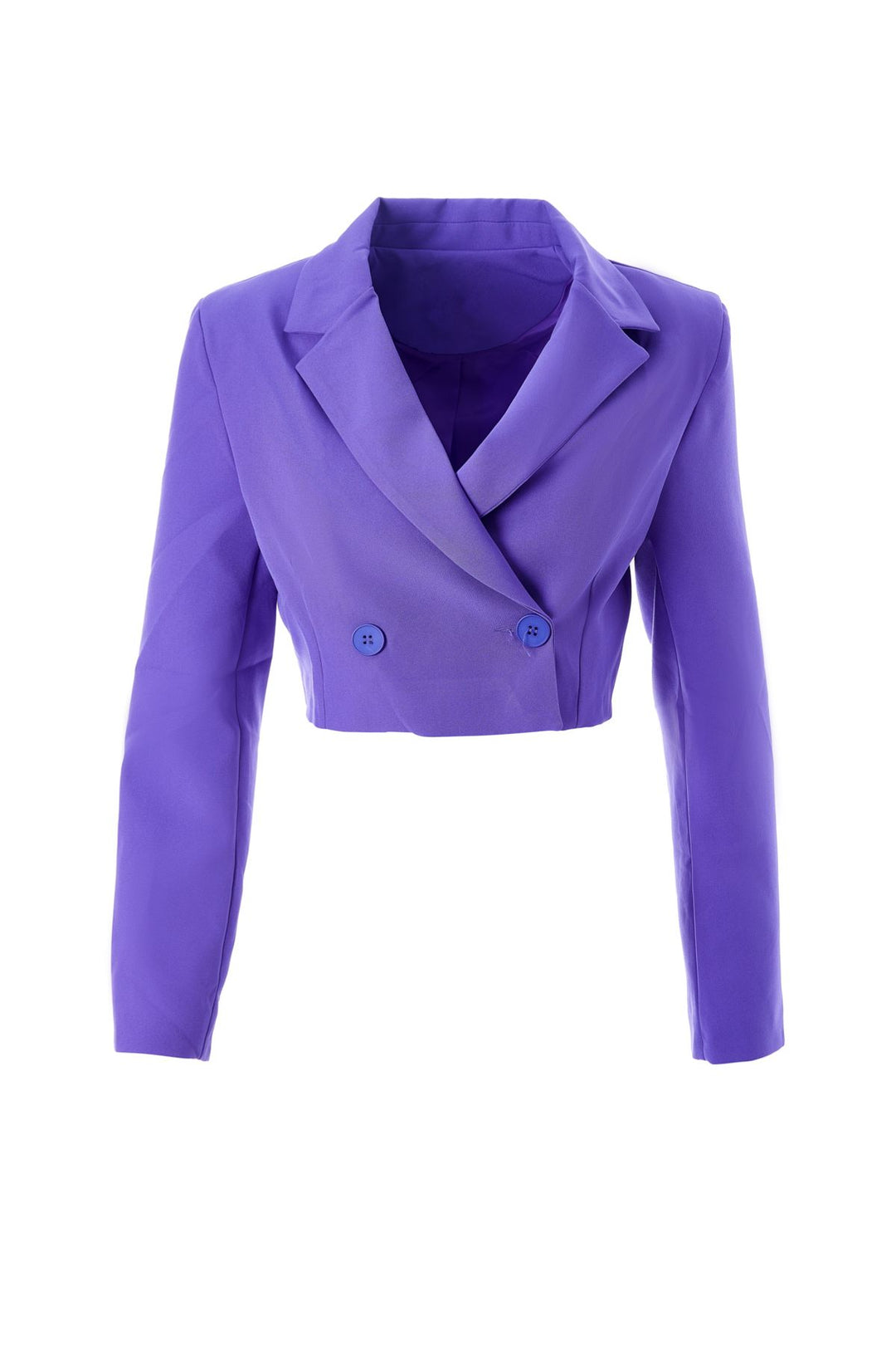 Double Breasted Crop Blazer Jacket Purple