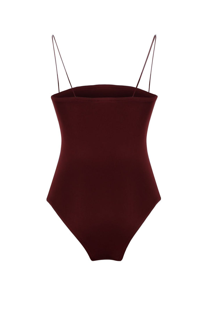 Thin Strap Bodysuit Claret Red