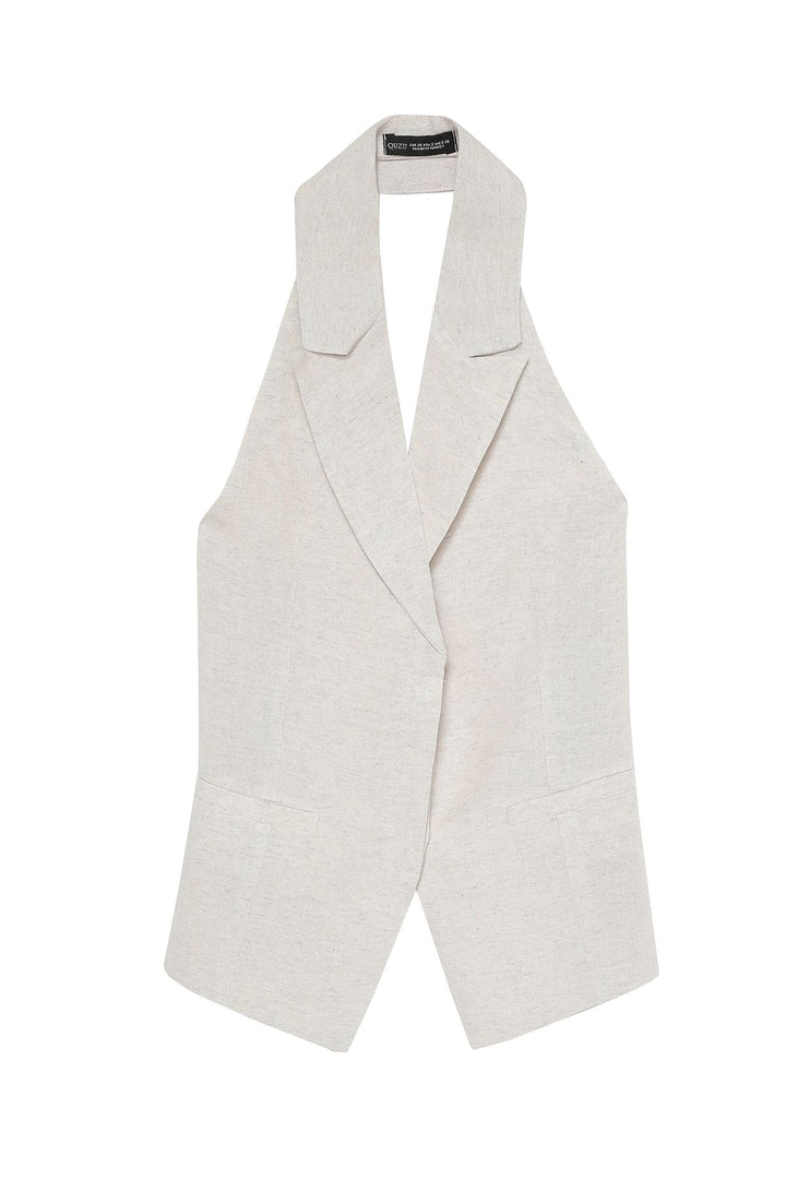 Backless Linen Vest Natural