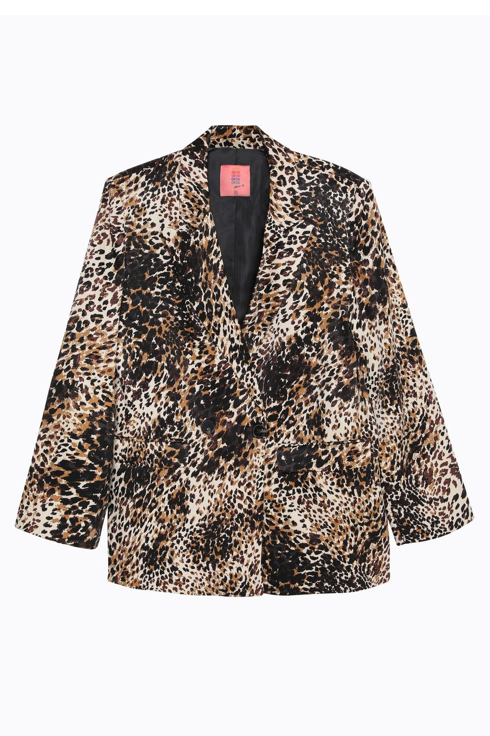 Leopard Patterned Oversize Blazer Jacket Brown