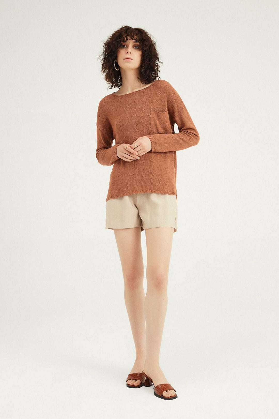 Pocket Detailed Knitwear Copper