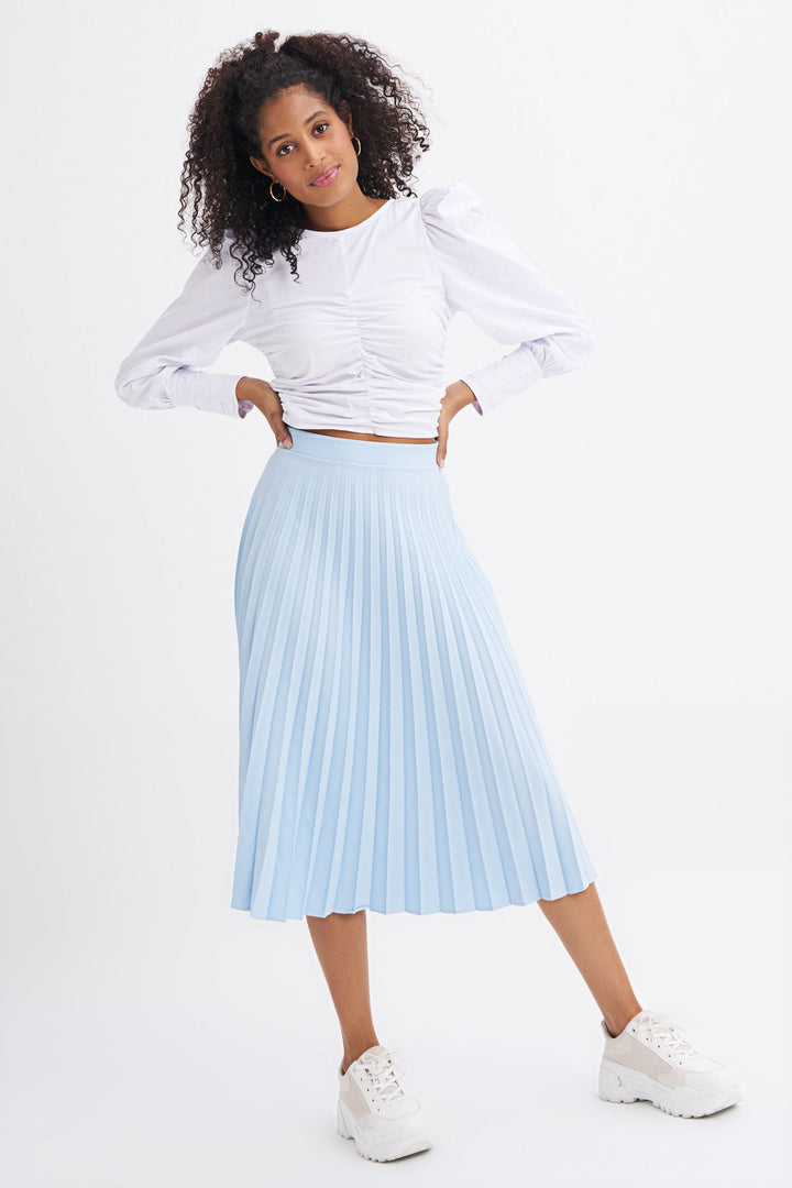 Pleated Midi Skirt Baby Blue
